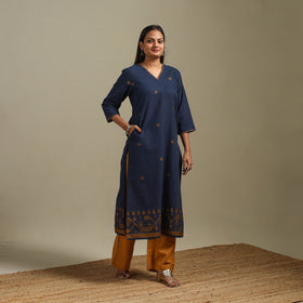 Straight cotton hand embroidered jamdani border thread buti