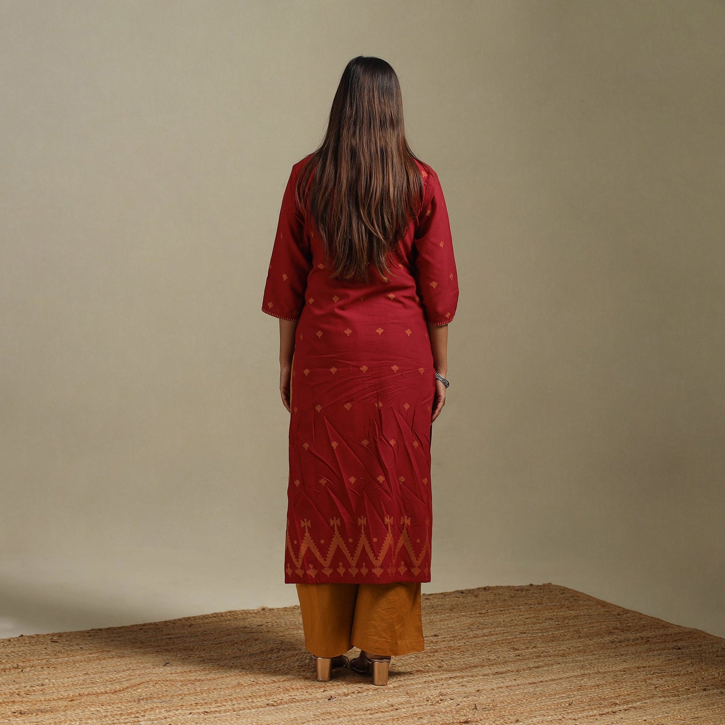 Straight cotton hand embroidered jamdani border thread buti