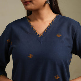 Straight cotton hand embroidered jamdani border thread buti