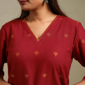 Straight cotton hand embroidered jamdani border thread buti