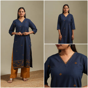 Straight cotton hand embroidered jamdani border thread buti