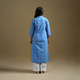 Straight cotton jacquard kurta for women 06 - handcrafted