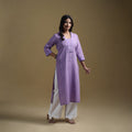 Straight cotton jacquard kurta for women 08 - handcrafted