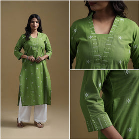 Straight cotton jacquard kurta for women 09 - handcrafted