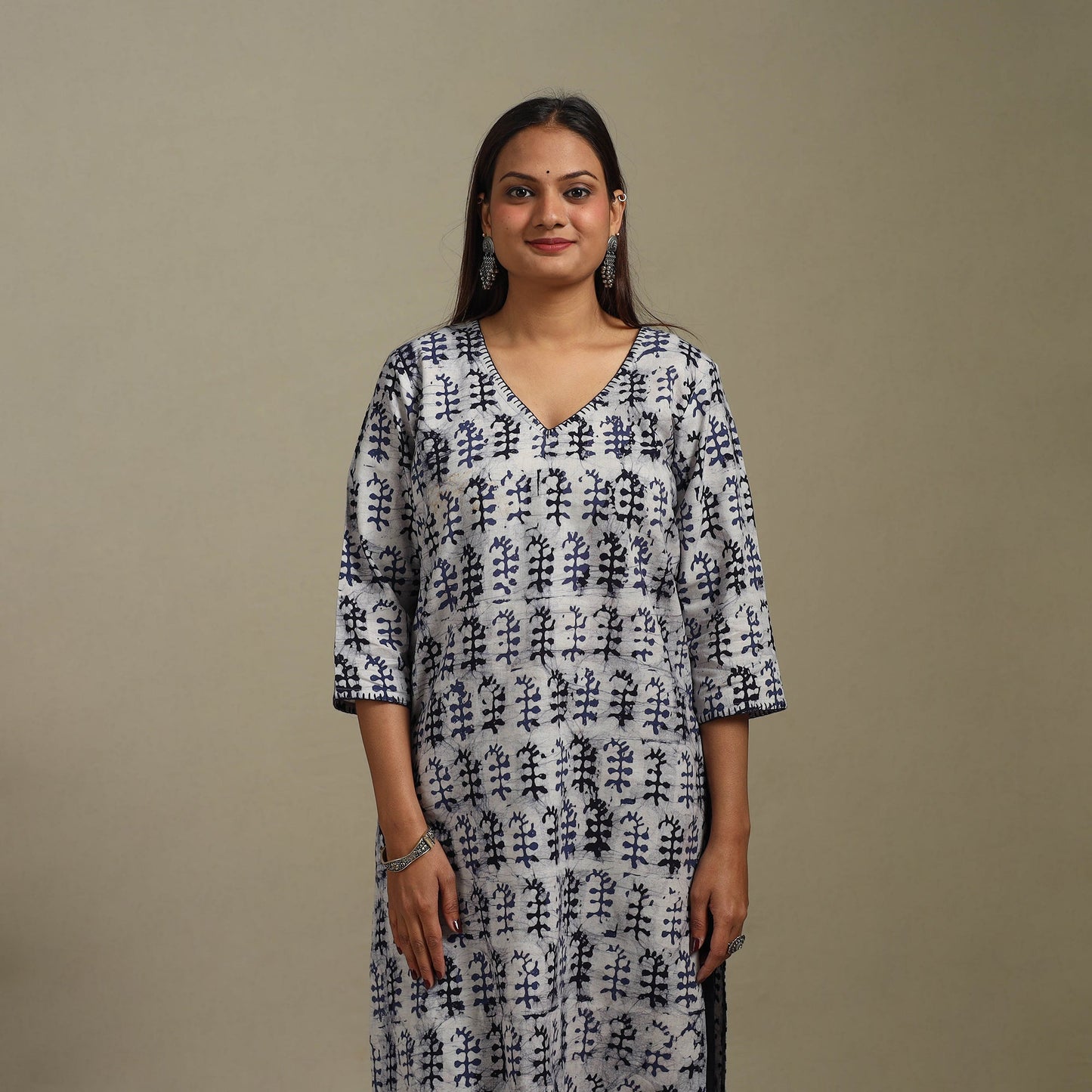 Straight embroidered cotton hand batik kurta for women 33