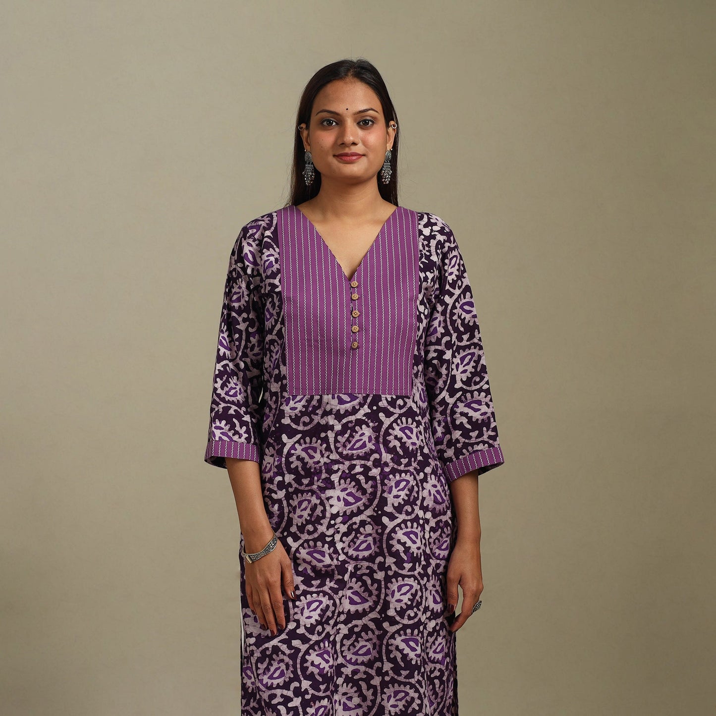 Straight patchwork cotton hand batik kurta for women 22