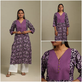 Straight patchwork cotton hand batik kurta for women 22