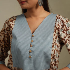 Straight patchwork cotton hand batik kurta for women 35