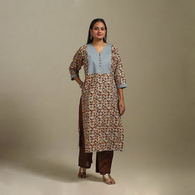 Straight patchwork cotton hand batik kurta for women 35