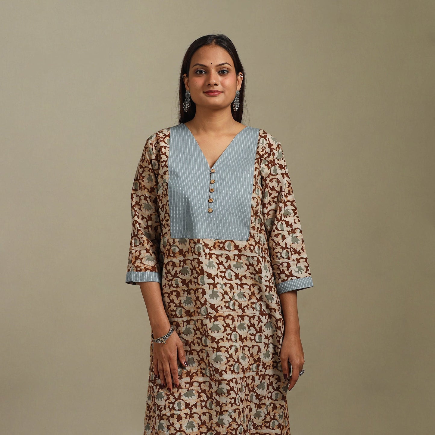 Straight patchwork cotton hand batik kurta for women 35