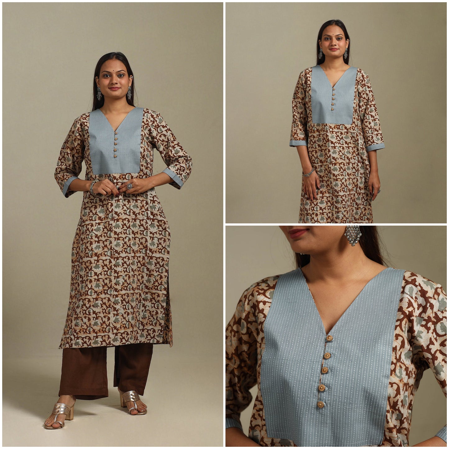 Straight patchwork cotton hand batik kurta for women 35