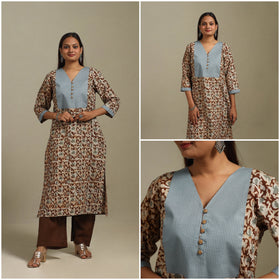 Straight patchwork cotton hand batik kurta for women 35