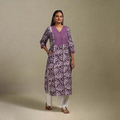 Straight patchwork cotton hand batik kurta for women 41