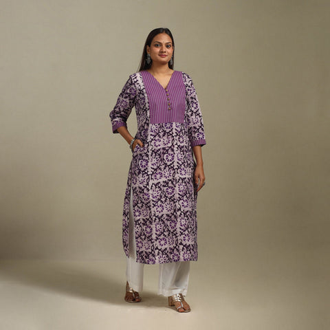 Straight patchwork cotton hand batik kurta for women 41