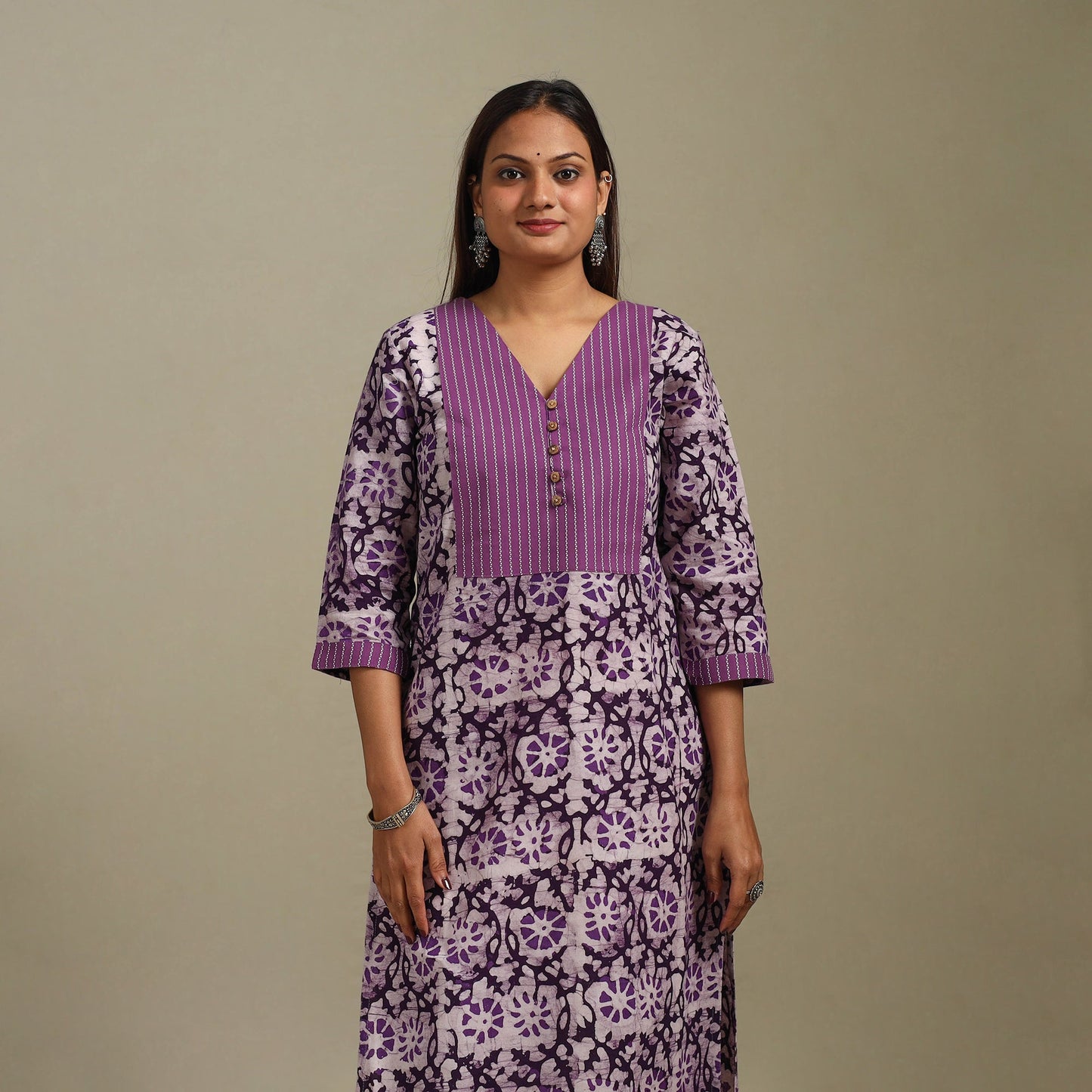 Straight patchwork cotton hand batik kurta for women 41