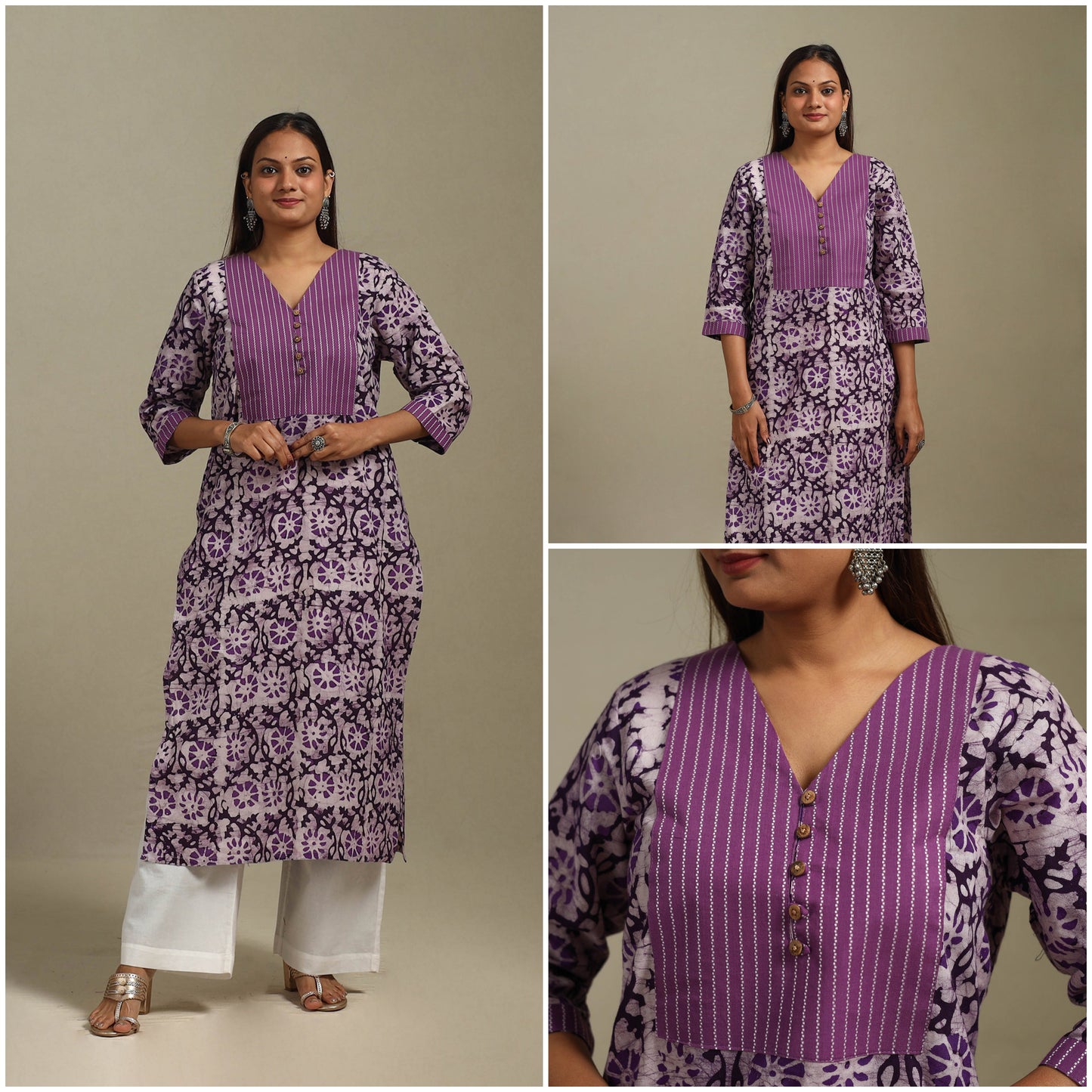 Straight patchwork cotton hand batik kurta for women 41