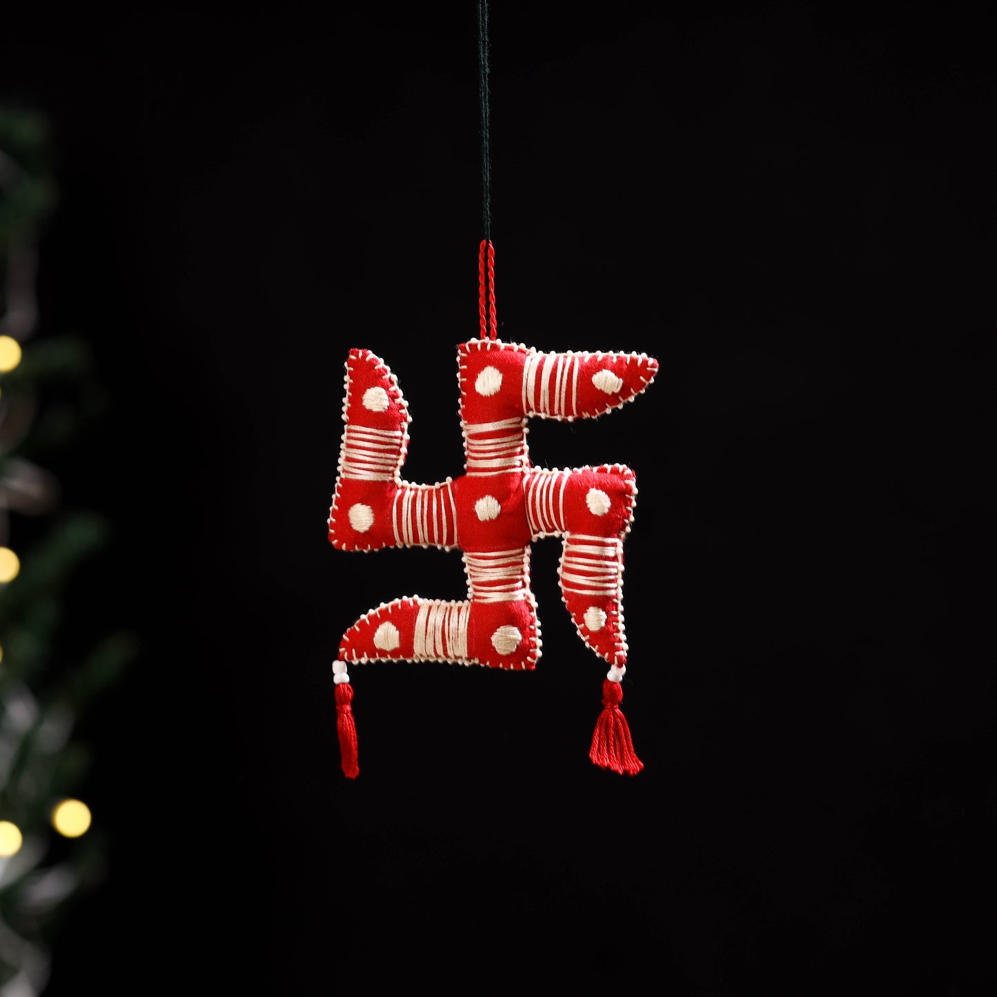 Swastika - aipan art hand embroidered hanging 21