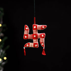 Swastika - aipan art hand embroidered hanging 21