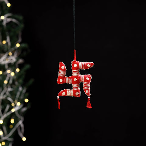 Swastika - aipan art hand embroidered hanging 21