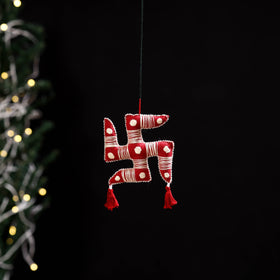 Swastika - aipan art hand embroidered hanging 22