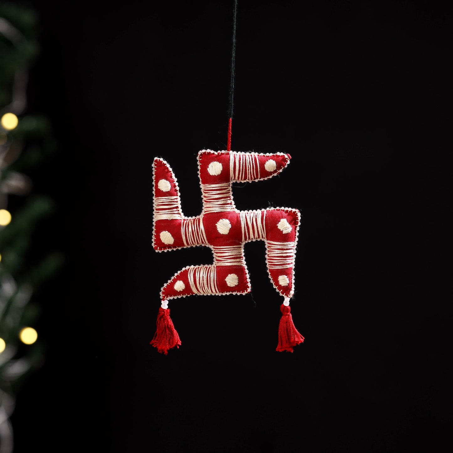 Swastika - aipan art hand embroidered hanging 22