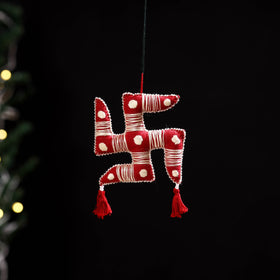 Swastika - aipan art hand embroidered hanging 22