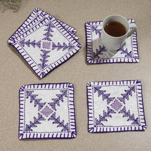  Taat Wool Thread Hand Embroidered Upcycled Coasters 