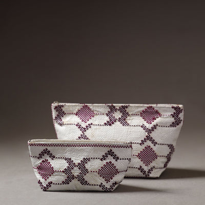  Taat Wool Thread Hand Embroidered Upcycled Pouch 