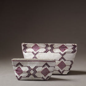  Taat Wool Thread Hand Embroidered Upcycled Pouch 