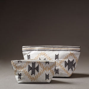  Taat Wool Thread Hand Embroidered Upcycled Pouch 