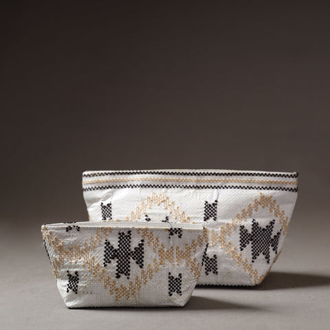  Taat Wool Thread Hand Embroidered Upcycled Pouch 