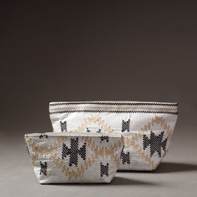  Taat Wool Thread Hand Embroidered Upcycled Pouch 