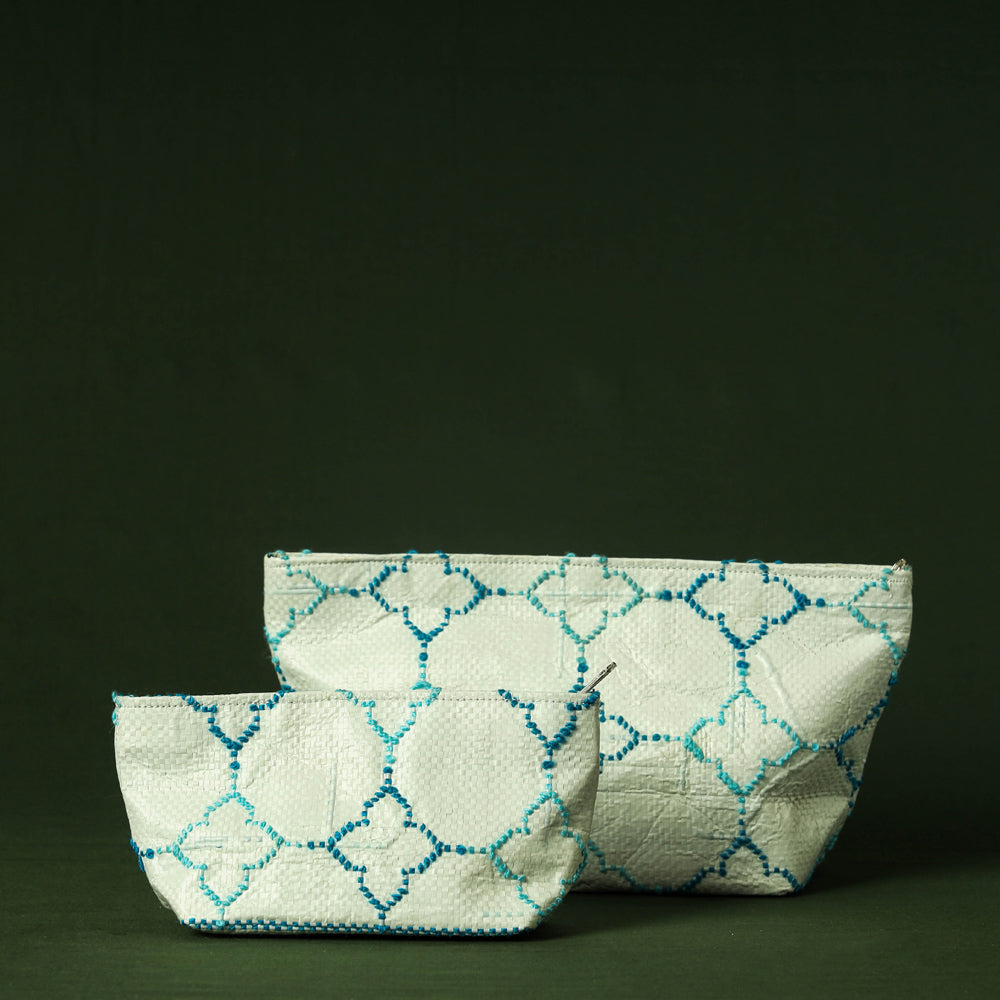  Taat Wool Thread Hand Embroidered Upcycled Pouch 