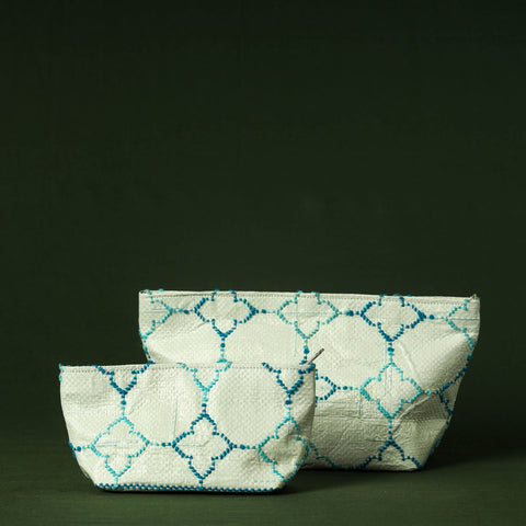  Taat Wool Thread Hand Embroidered Upcycled Pouch 