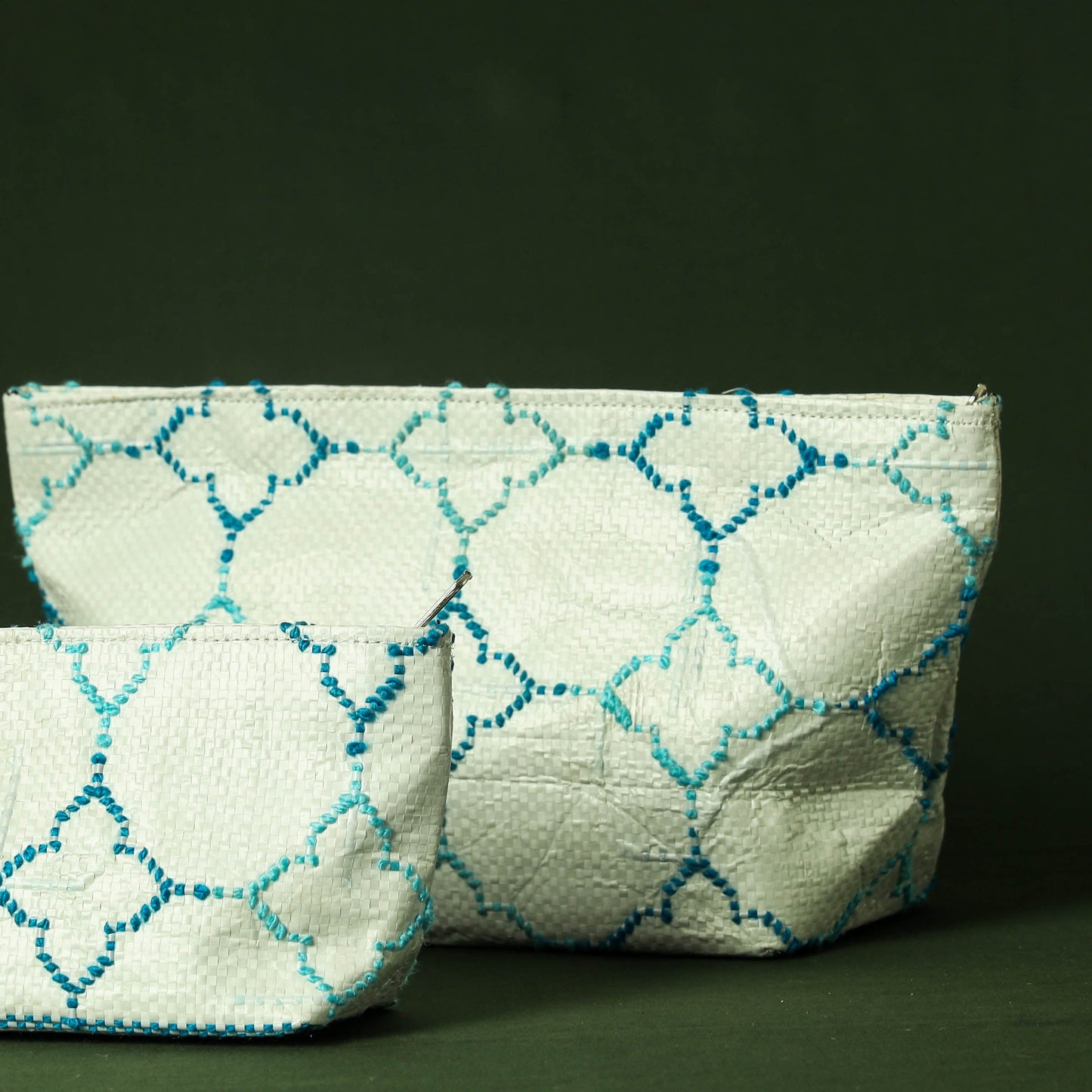  Taat Wool Thread Hand Embroidered Upcycled Pouch 