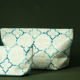  Taat Wool Thread Hand Embroidered Upcycled Pouch 