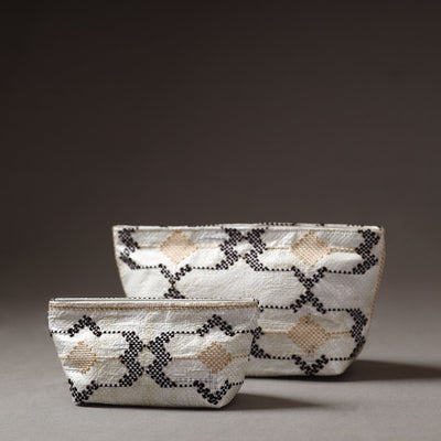  Taat Wool Thread Hand Embroidered Upcycled Pouch 