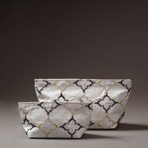  Taat Wool Thread Hand Embroidered Upcycled Pouch 