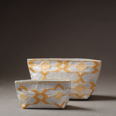  Taat Wool Thread Hand Embroidered Upcycled Pouch 