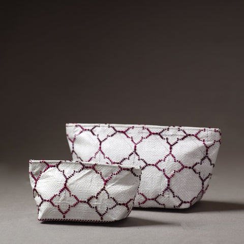  Taat Wool Thread Hand Embroidered Upcycled Pouch 