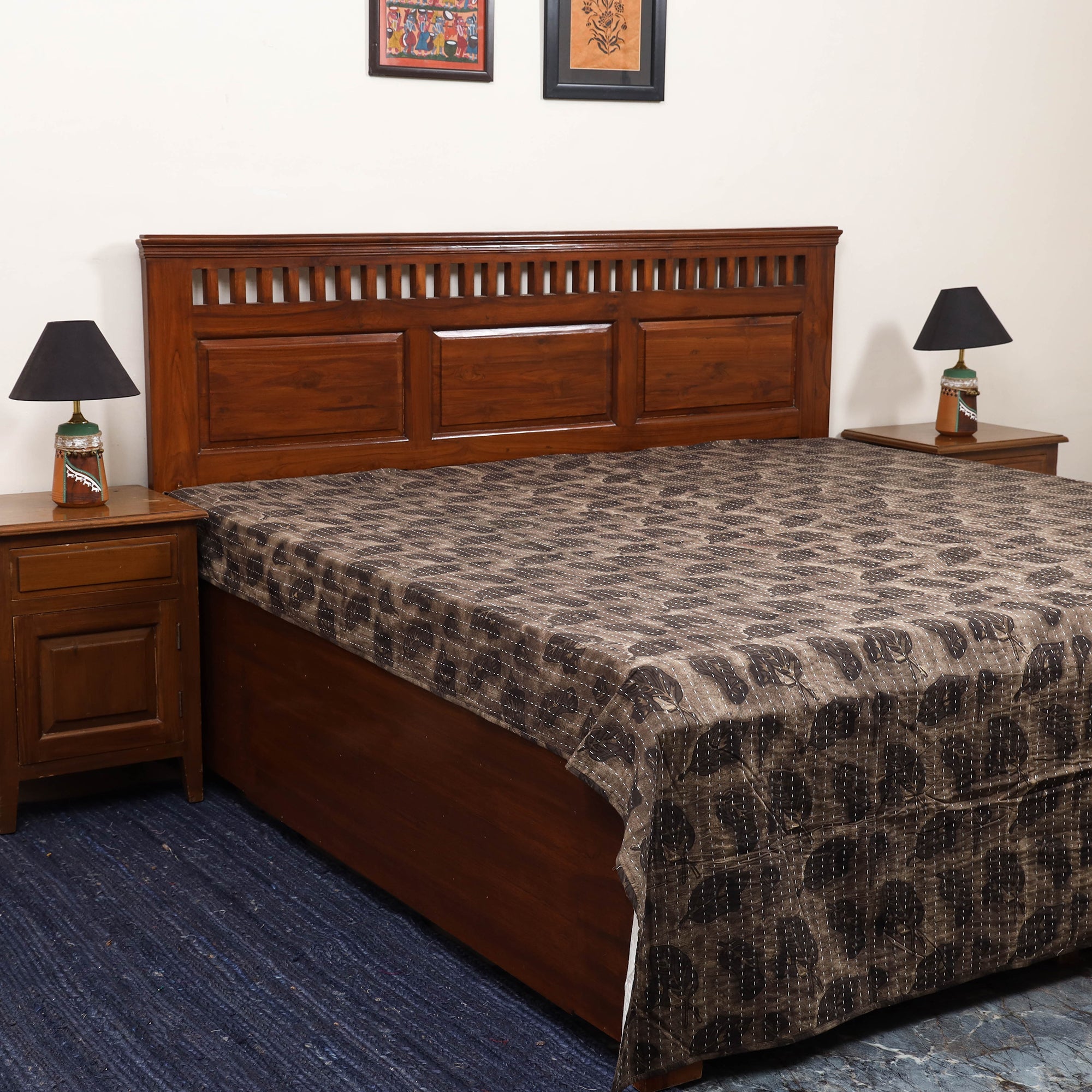 Tagai work hand bagru double bed sheet (108 x 90 in) 02