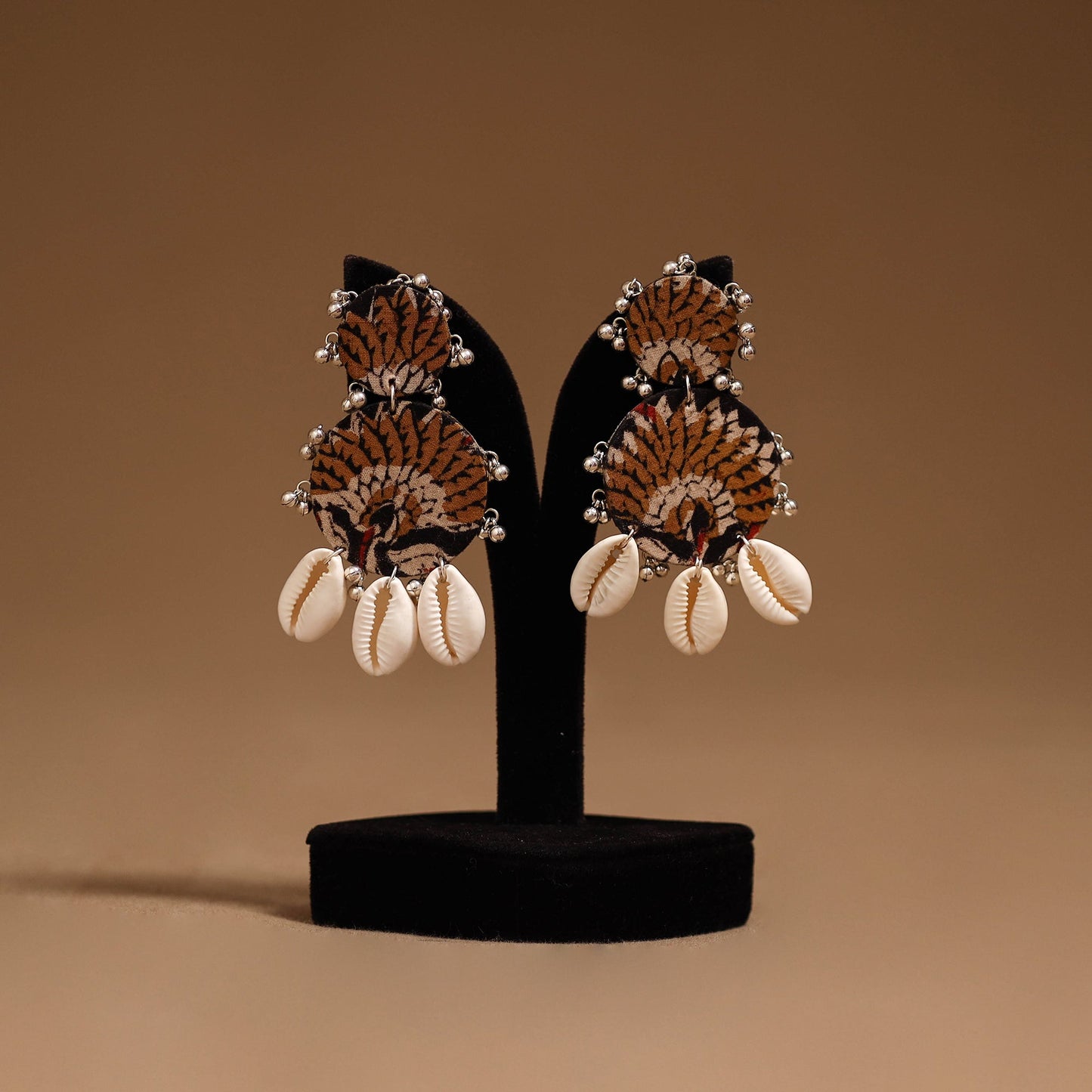 Tanvi shell & ghungroo work fabart handmade earrings