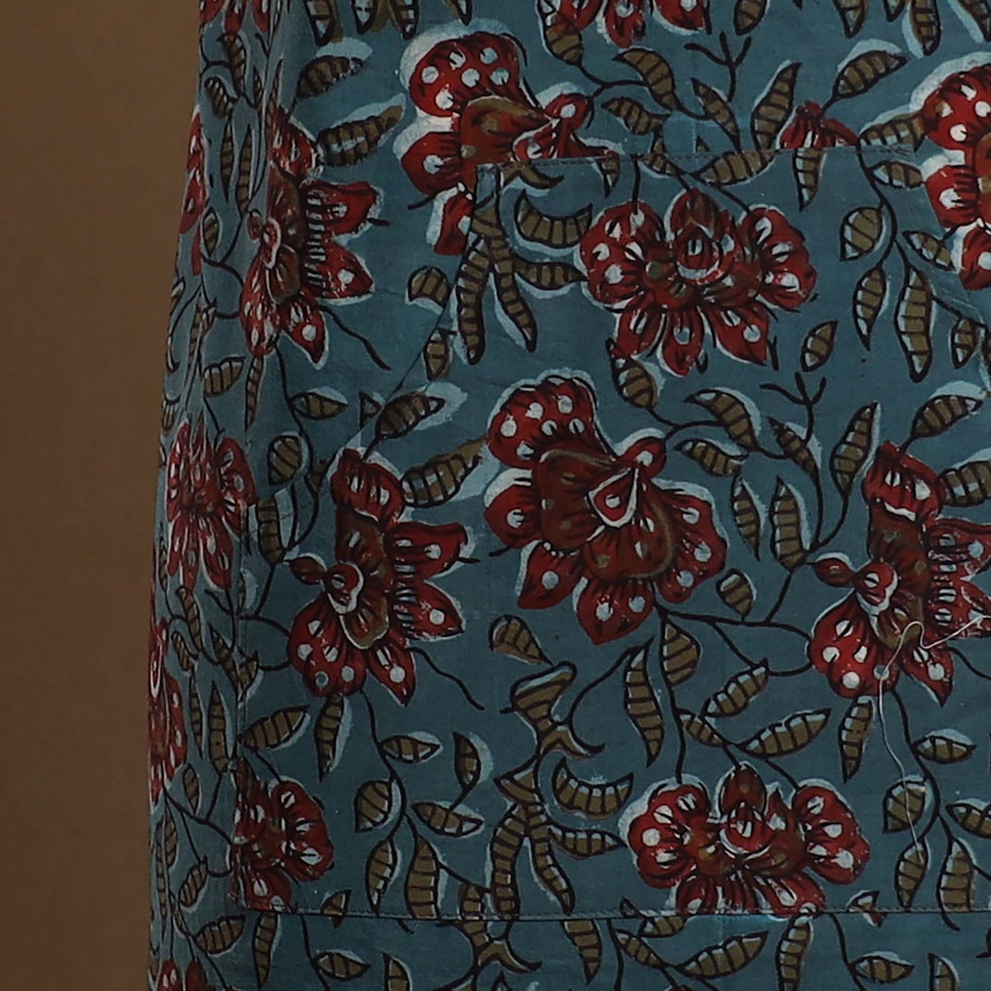 Teal Blue - Bagru Block Print Cotton Apron with Pocket 22
