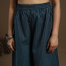 Buy Cotton Teal Blue Flared Jacquard Palazzo