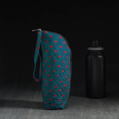 Blue Handmade Cotton 1L Water Bottle Cover