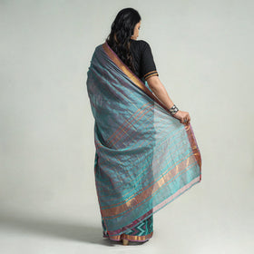 Shop Teal Blue Mangalagiri Saree Handloom Silk Cotton Beauty