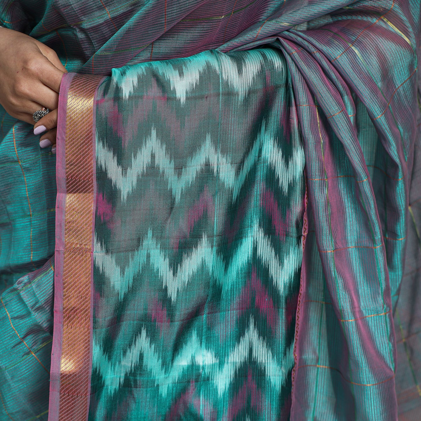 Shop Teal Blue Mangalagiri Saree Handloom Silk Cotton Beauty