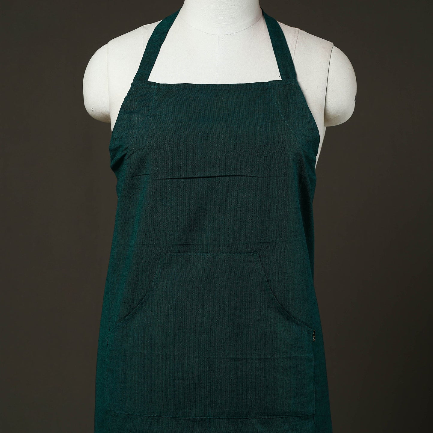 Teal green - jhiri handloom cotton apron with pocket 43