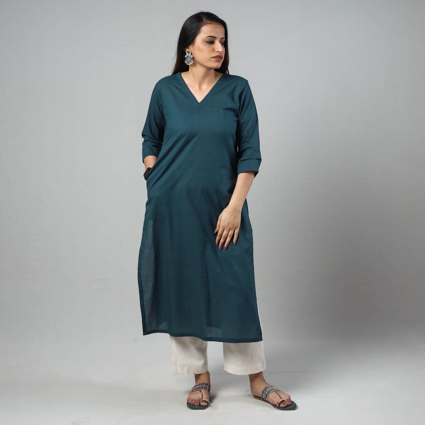  Plain Cotton Long Kurta 