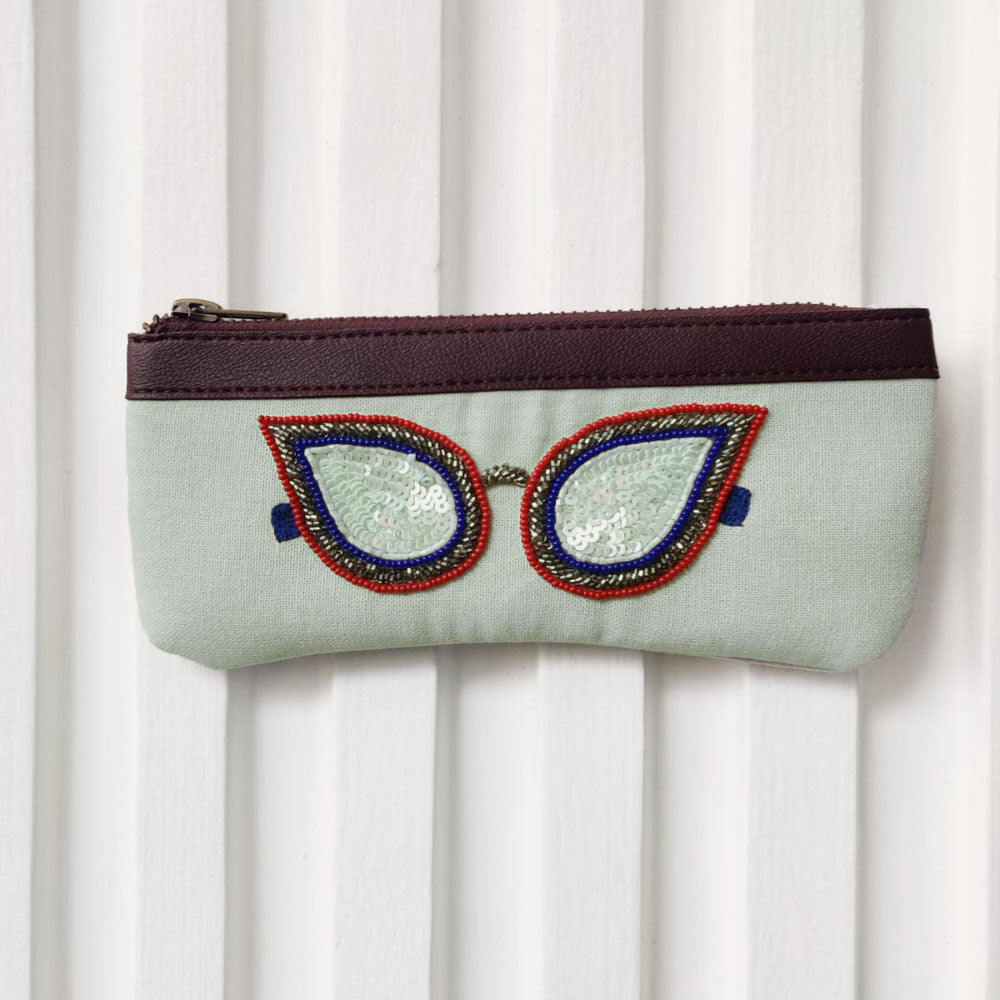  Girlboss - Grey Handcrafted Beadwork Cotton Spectacle Case